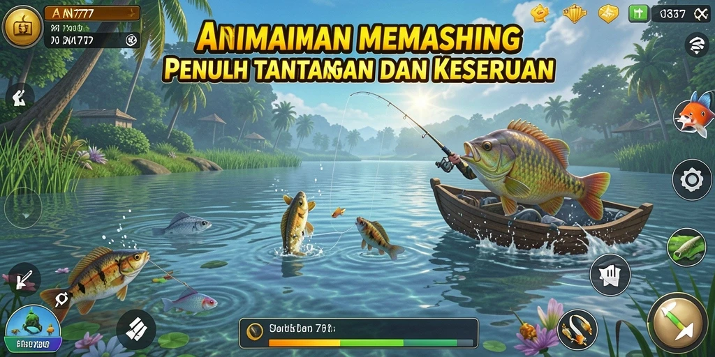 Tampilan screenshot utama AN777 menampilkan keseruan bermain memancing.