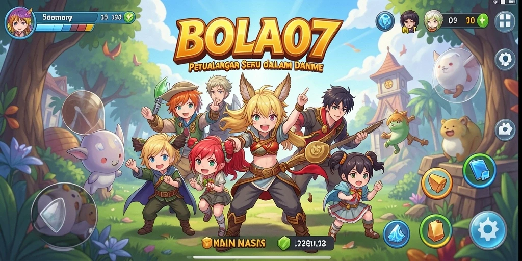Tampilan gameplay BOLA07 dengan karakter Anime yang unik dan menawan.
