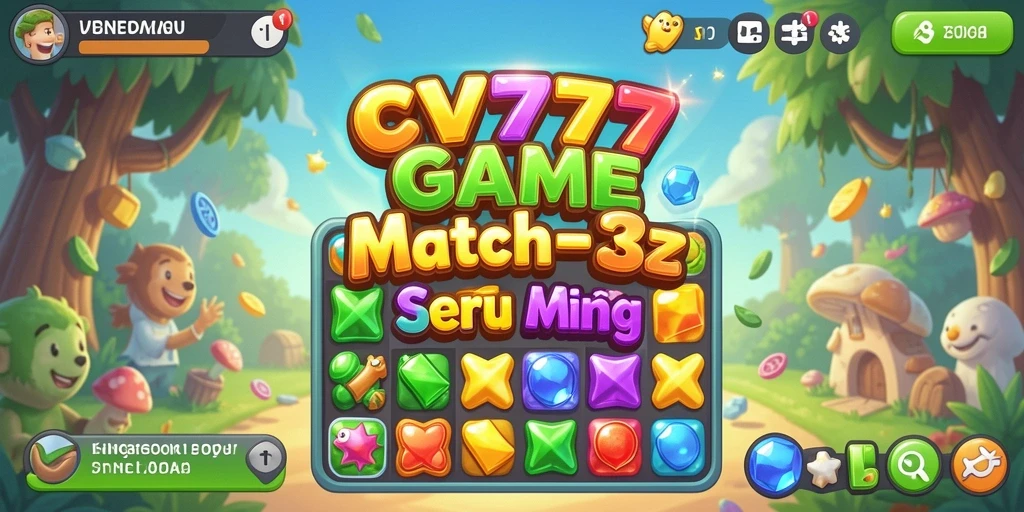 Tampilan seru gameplay Match-3 CV777 yang penuh warna.