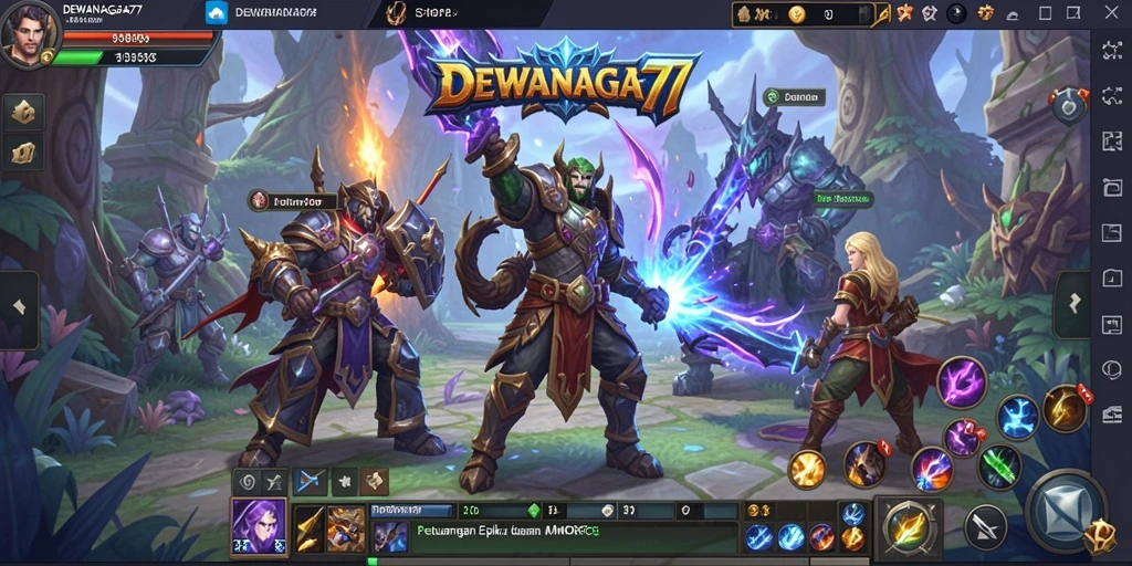 Tampilan gameplay DEWANAGA77 saat bertarung di dungeon.