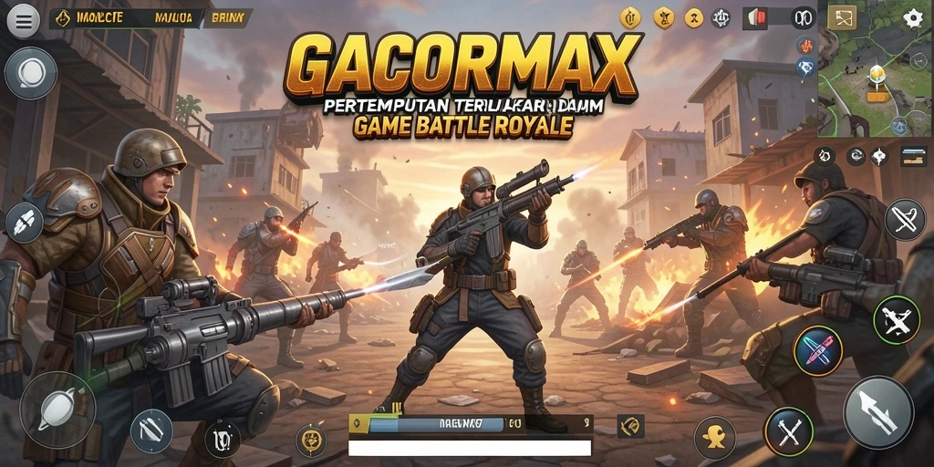 Gameplay seru GACORMAX dalam pertarungan Battle Royale.