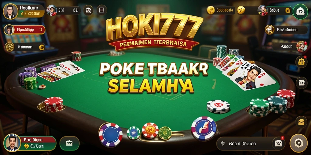 Tampilan gameplay HOKI777 dengan aksi poker yang mendebarkan.