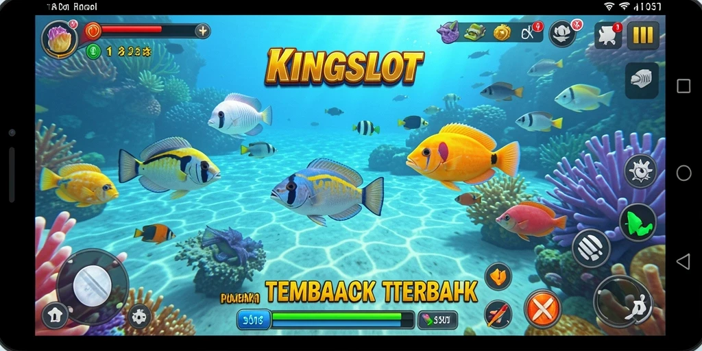 Tampilan gameplay KINGSLOT yang seru dan penuh aksi menangkap ikan.