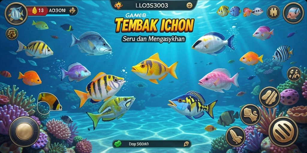 Screenshot menunjukkan aksi seru menangkap ikan di bawah laut.
